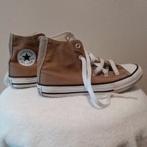 Converse Tan High-Top Sneakers with White Accents